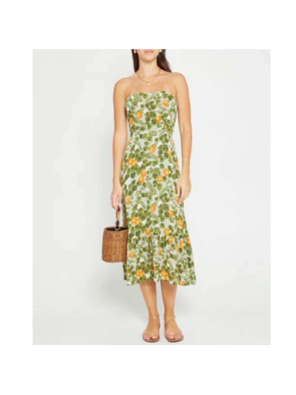 O.p.t. Lucy Midi Dress in Green/ Orange Grove size 4